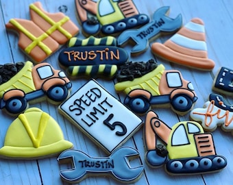 Construction  theme birthday cookies