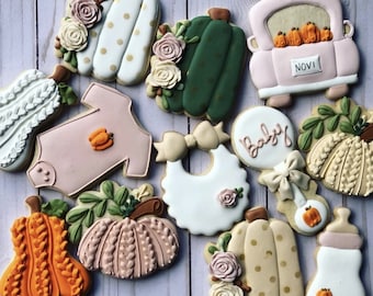 Pumpkin baby shower cookies / autumn cookies