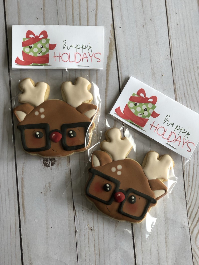 Reindeer face Cookie /Reno cookie / Christmas cookies image 1