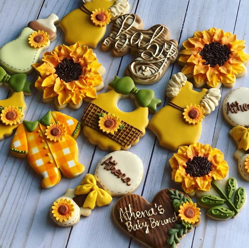 Sunflower Baby Shower Cookies Etsy