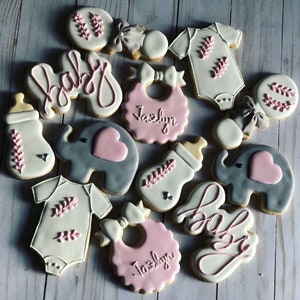 Elephant baby shower set cookies