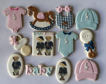 Kakor för babyshower med björn / Kakor för att avslöja könet hos bebisen