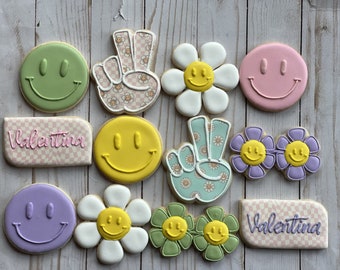 Groovy smiley face birthday cookies