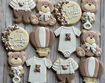 Conjunto de biscoitos para chá de bebê com tema de urso
