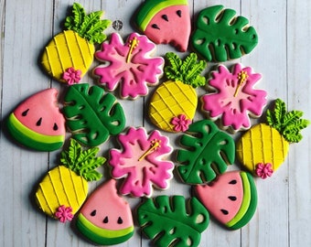 Tropical theme set cookies