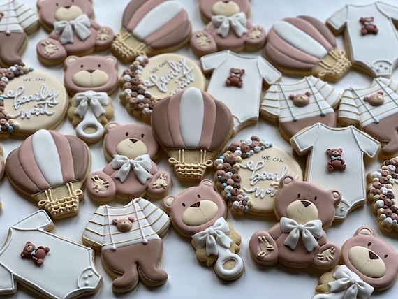 Biscotti a forma di orsetto per baby shower, compleanno bambini, 2 pezzi, gusto vaniglia - Italia