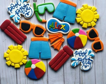 Pool party theme set cookies