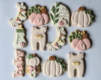 Pumpakakor till babyshowern / Kakor med Cuty Pie-tema