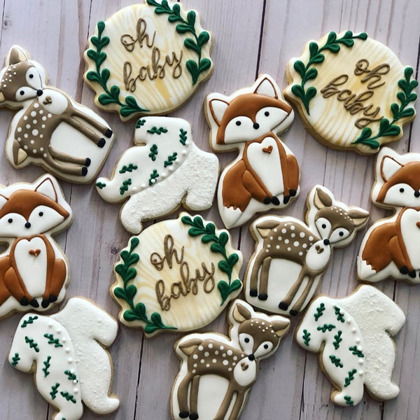 Ensemble de biscuits pour baby shower Woodland