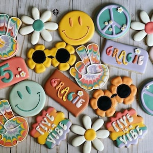 five is a vibe  theme birthday cookies