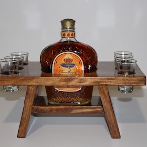 MINI BAR CABINET - Mini Liquor Stand - Mini Bar Wood - Custom Liquor Stand - Liquor Bar Cabinet - Crown Royal Stand