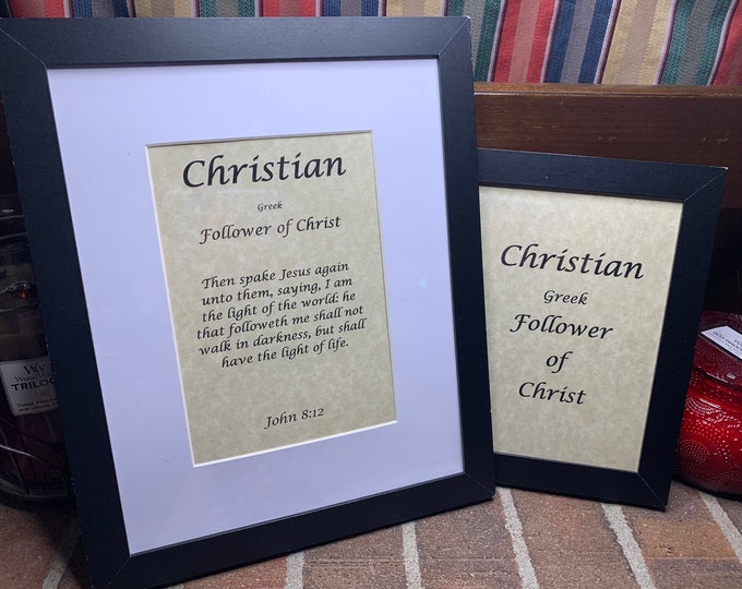 Christian - Name, Origin, with or without King James Version Bible Verse