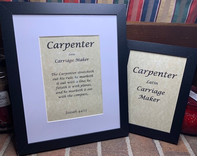 Carpenter - Name, Origin, with or without King James Version Bible Verse