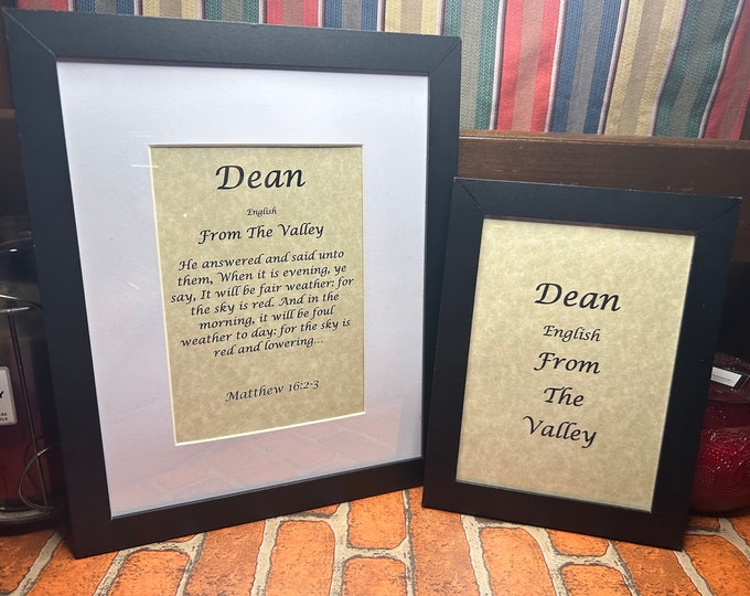 Dean - Name, Origin, with or without King James Version Bible Verse