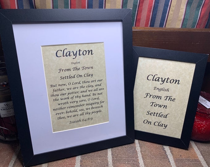 Clayton - Name, Origin, with or without King James Version Bible Verse