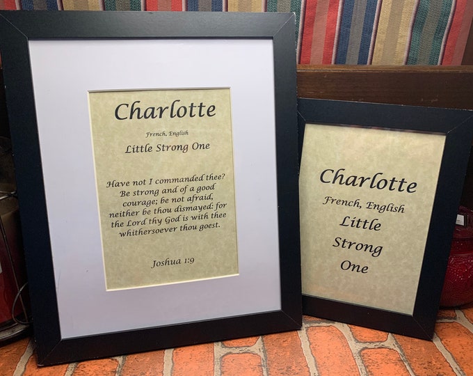 Charlotte - Name, Origin, with or without King James Version Bible Verse