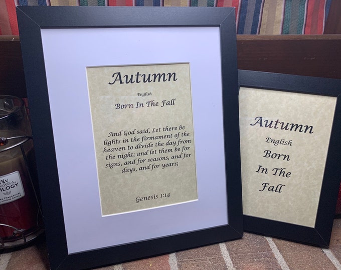 Autumn - Name, Origin, with or without King James Version Bible Verse