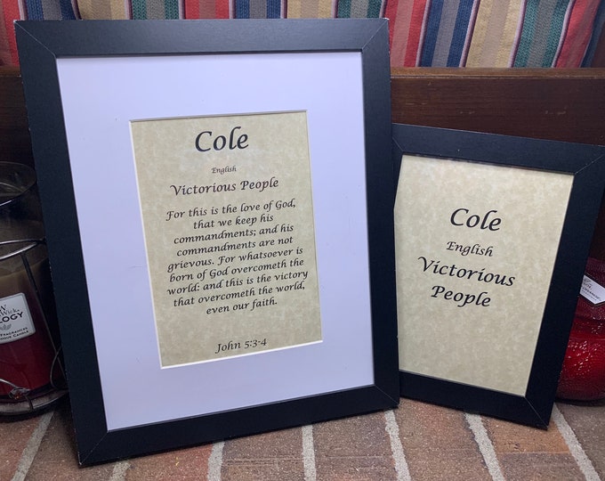 Cole - Name, Origin, with or without King James Version Bible Verse