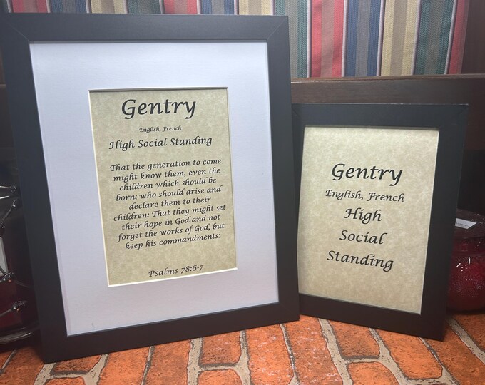 Gentry - Name, Origin, with or without King James Version Bible Verse