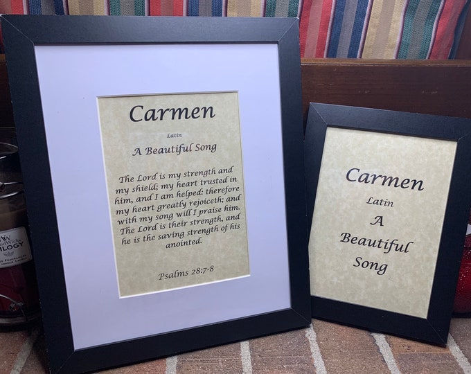 Carmen - Name, Origin, with or without King James Version Bible Verse