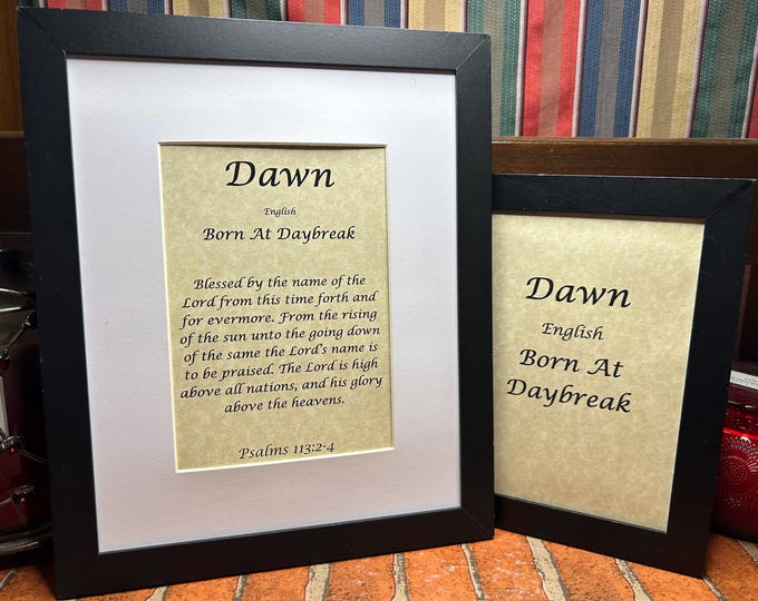 Dawn - Name, Origin, with or without King James Version Bible Verse