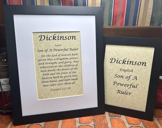 Dickinson - Name, Origin, with or without King James Version Bible Verse