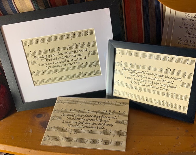 Amazing Grace -  Verse, Handwritten calligraphy print