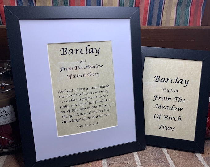 Barclay - Name, Origin, with or without King James Version Bible Verse