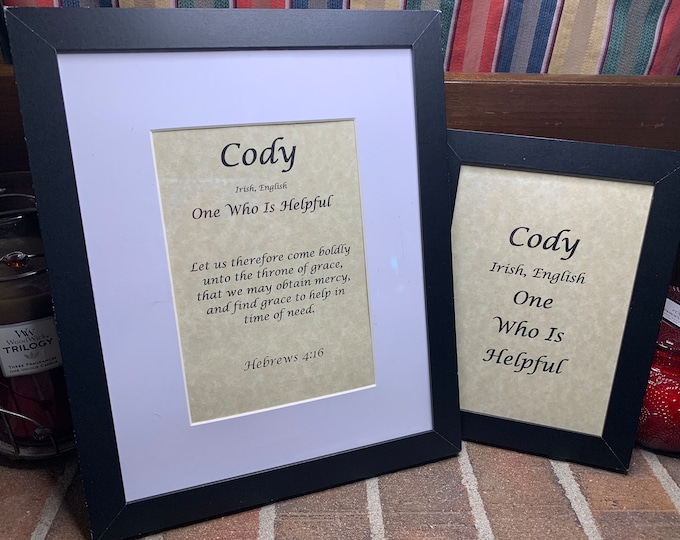 Cody - Name, Origin, with or without King James Version Bible Verse