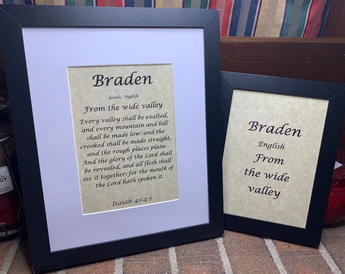 Braden - Name, Origin, with or without King James Version Bible Verse