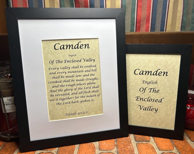 Camden- Name, Origin, with or without King James Version Bible Verse