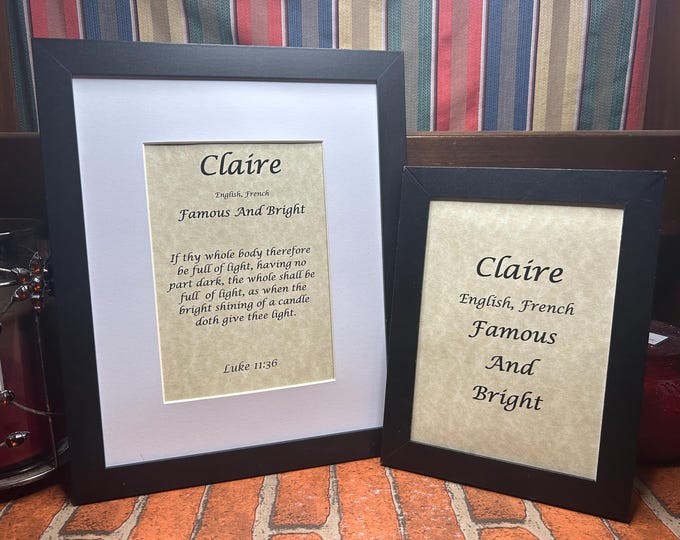 Claire - Name, Origin, with or without King James Version Bible Verse