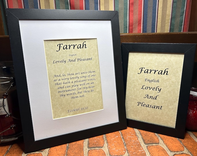 Farrah - Name, Origin, with or without King James Version Bible Verse