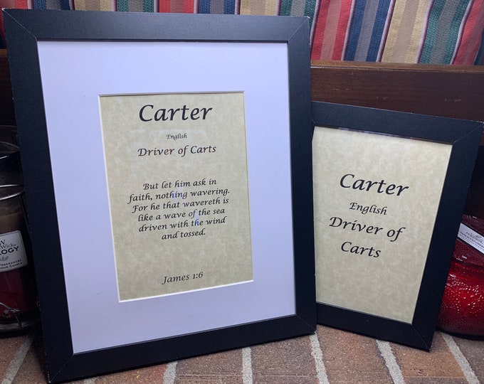 Carter - Name, Origin, with or without King James Version Bible Verse