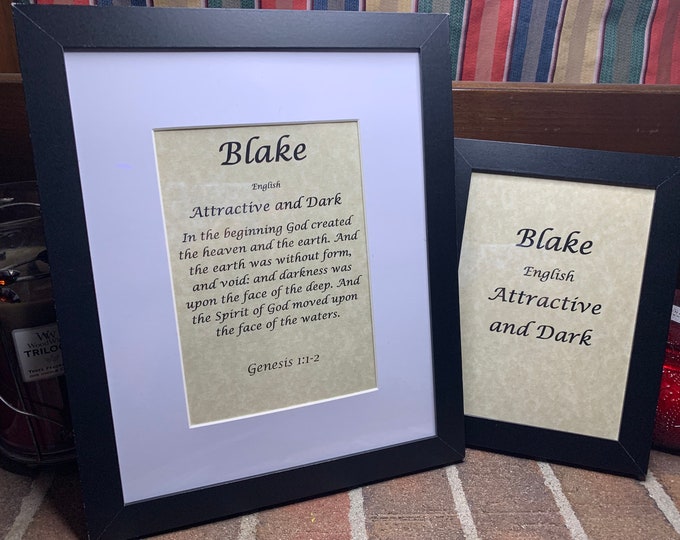 Blake - Name, Origin, with or without King James Version Bible Verse