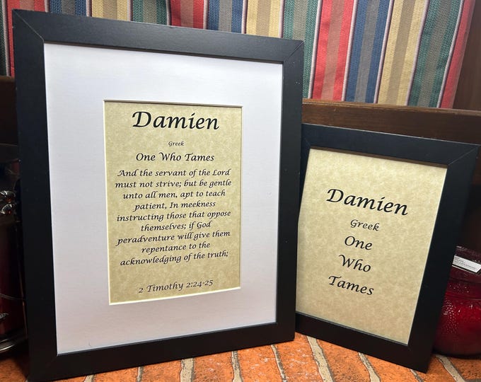 Damien - Name, Origin, with or without King James Version Bible Verse