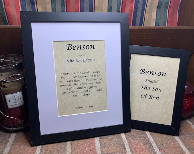 Benson - Name, Origin, with or without King James Version Bible Verse