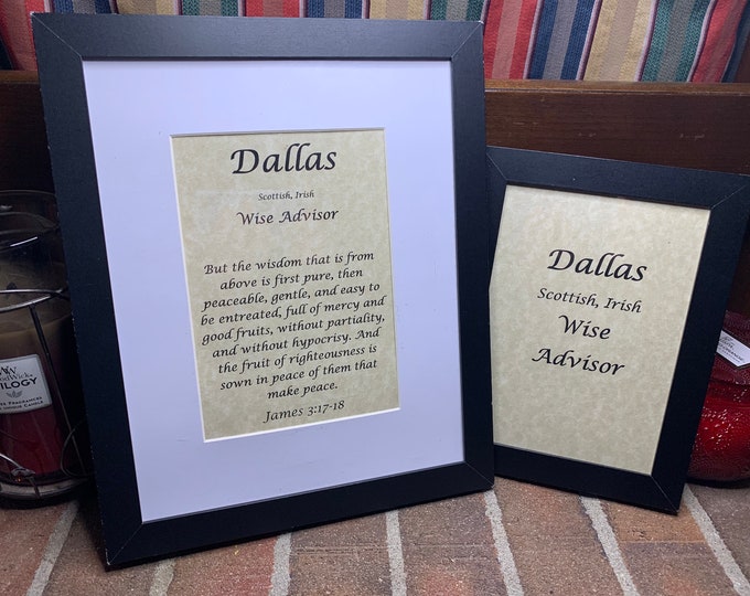 Dallas - Name, Origin, with or without King James Version Bible Verse