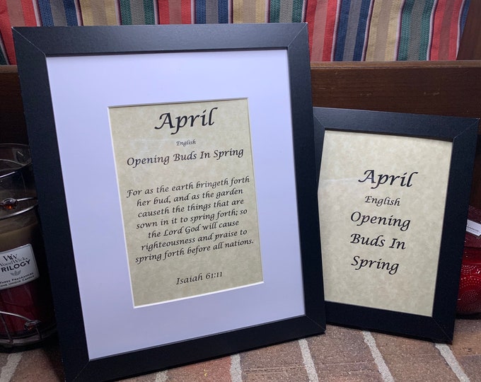 April - Name, Origin, with or without King James Version Bible Verse