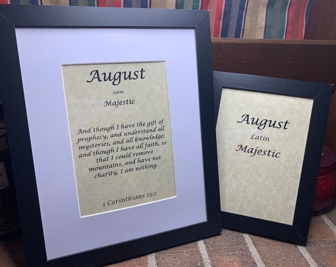 August - Name, Origin, with or without King James Version Bible Verse