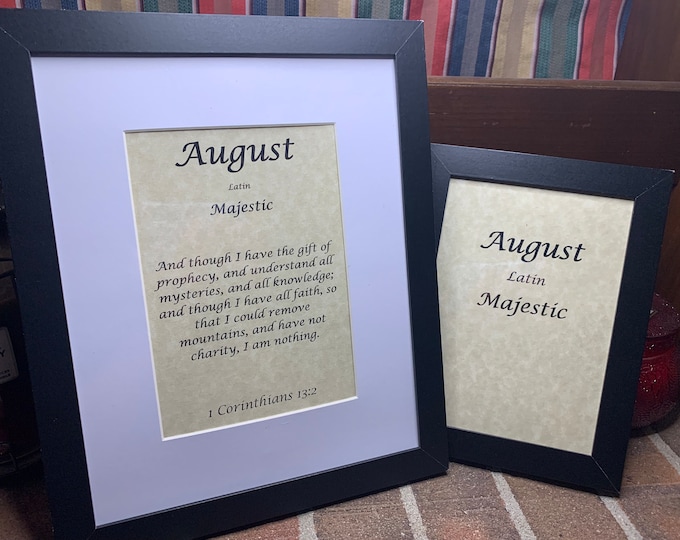 August - Name, Origin, with or without King James Version Bible Verse