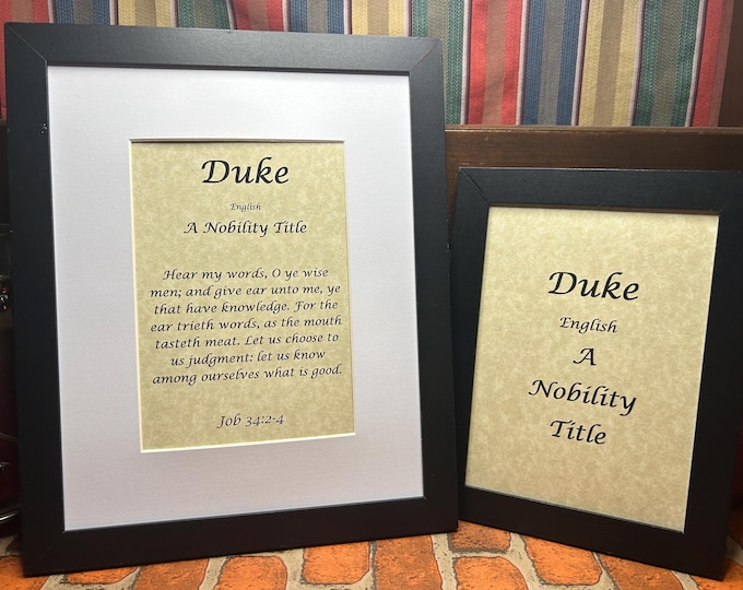 Duke - Name, Origin, with or without King James Version Bible Verse