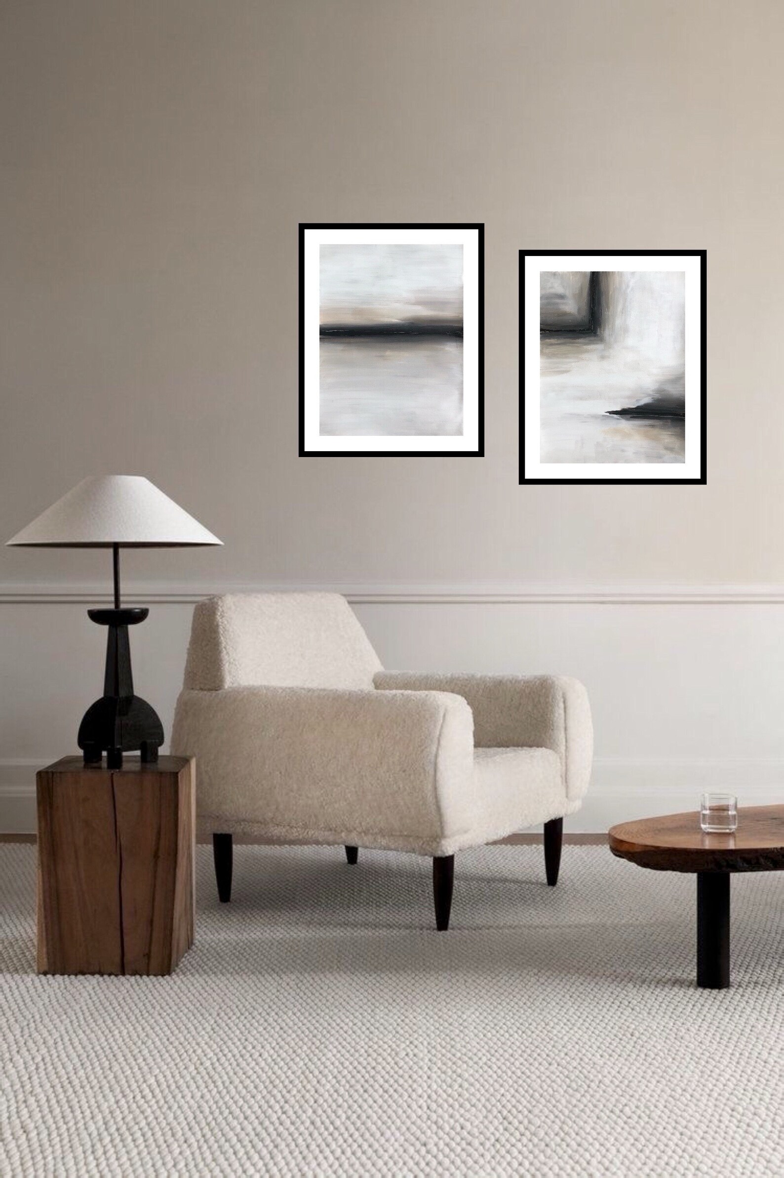 Borderline | Set of 2 | 9x12 Paintings | Hand Painted, Minimalist Wall ...