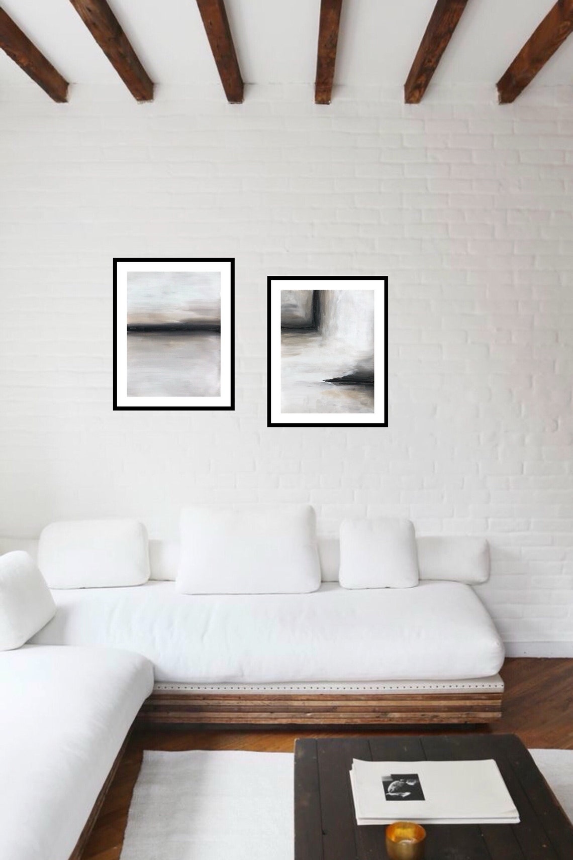 Borderline | Set of 2 | 9x12 Paintings | Hand Painted, Minimalist Wall ...