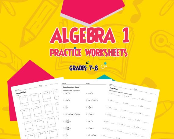Algebra 1 Practice Worksheets Grades 7-8 Algebra 1 Essentials - Etsy