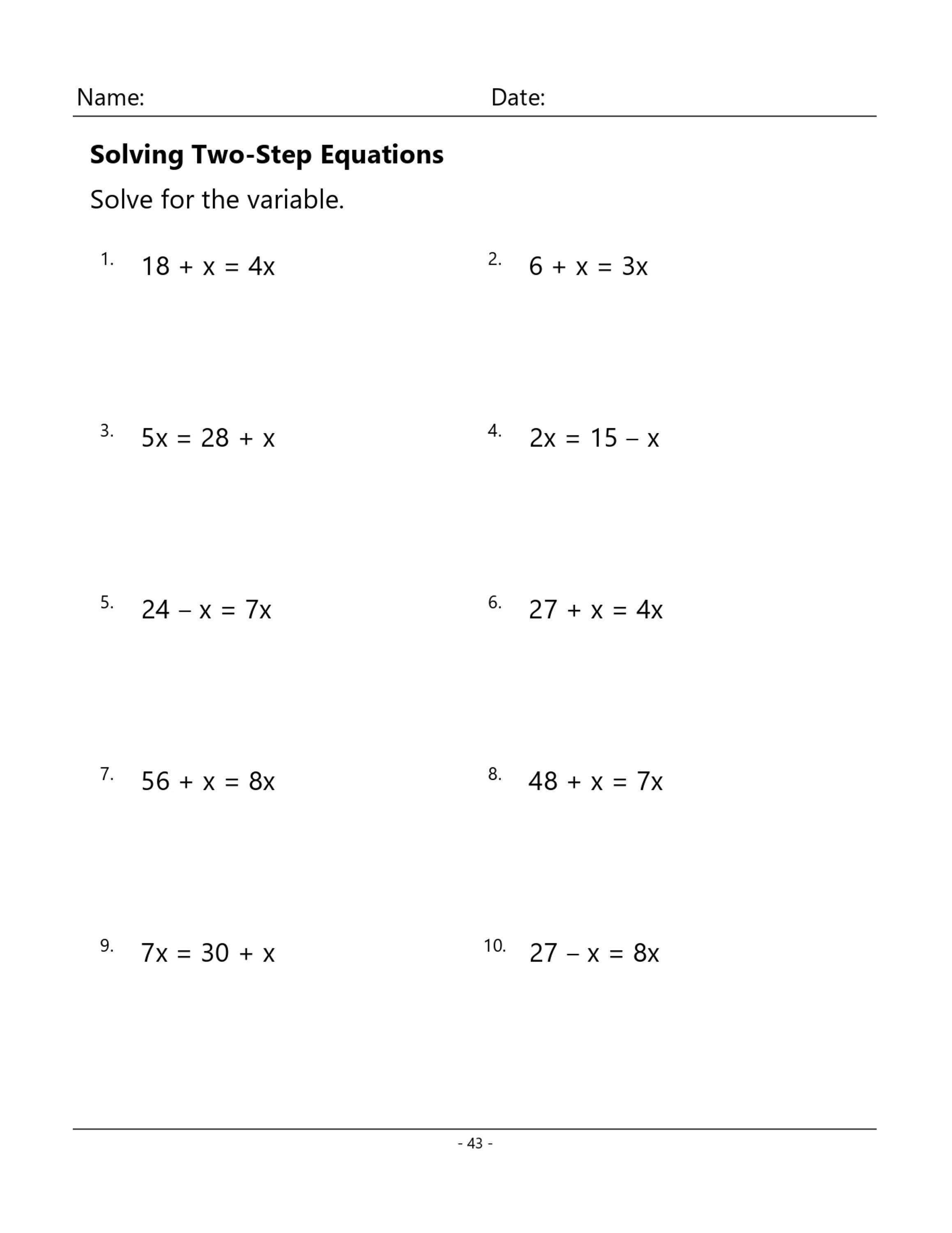 Algebra 1 Practice Problems Grades 7-8, Algebra Essentials Practice ...
