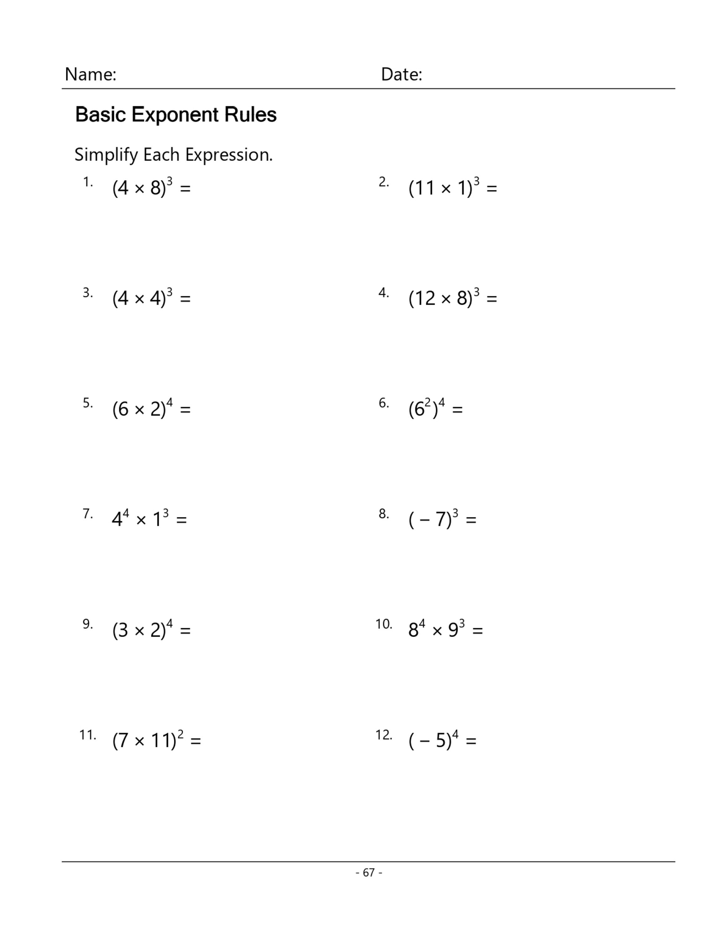 Algebra 1 Practice Problems Grades 7-8, Algebra Essentials Practice ...