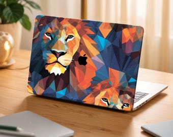 Abstract Lion MacBook Case: Geometric Animal Print
