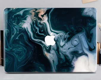 Funda para MacBook de mármol oscuro: Impresión abstracta al óleo