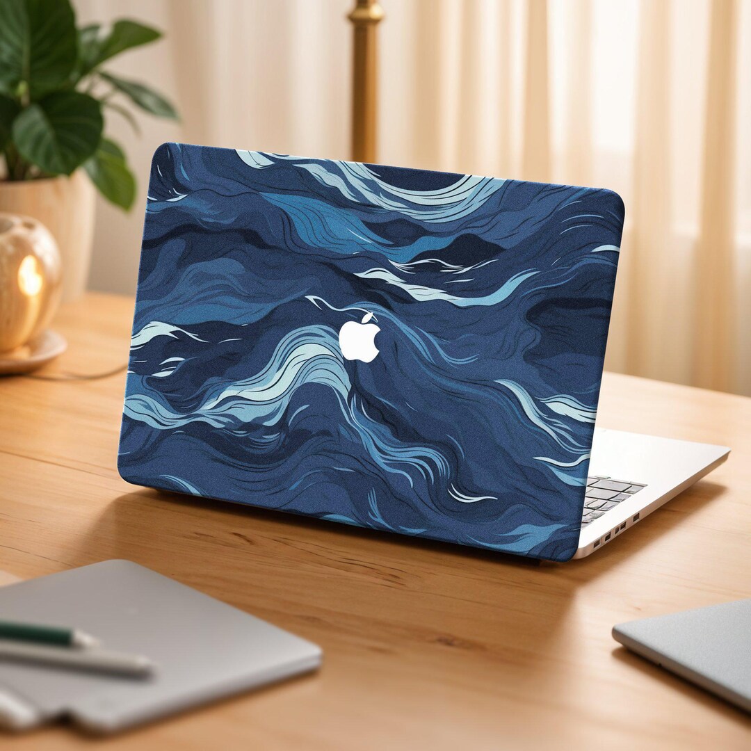 Blue Wave Cover for Macbook, Japanese Hard Shell Case for